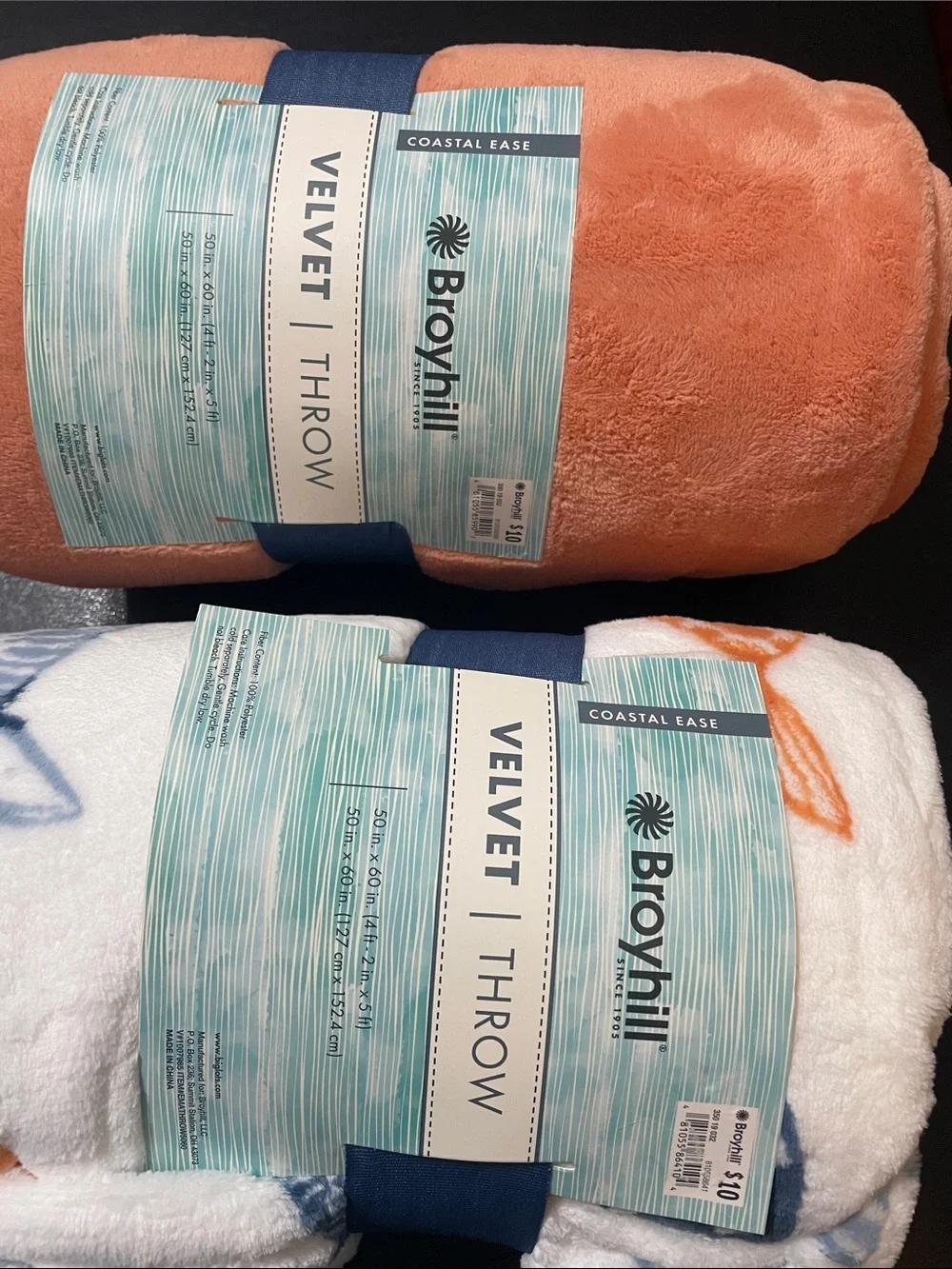 Velvet Throw Blankets Set of 2 Broyhill light colors for any occasion 50 X  60